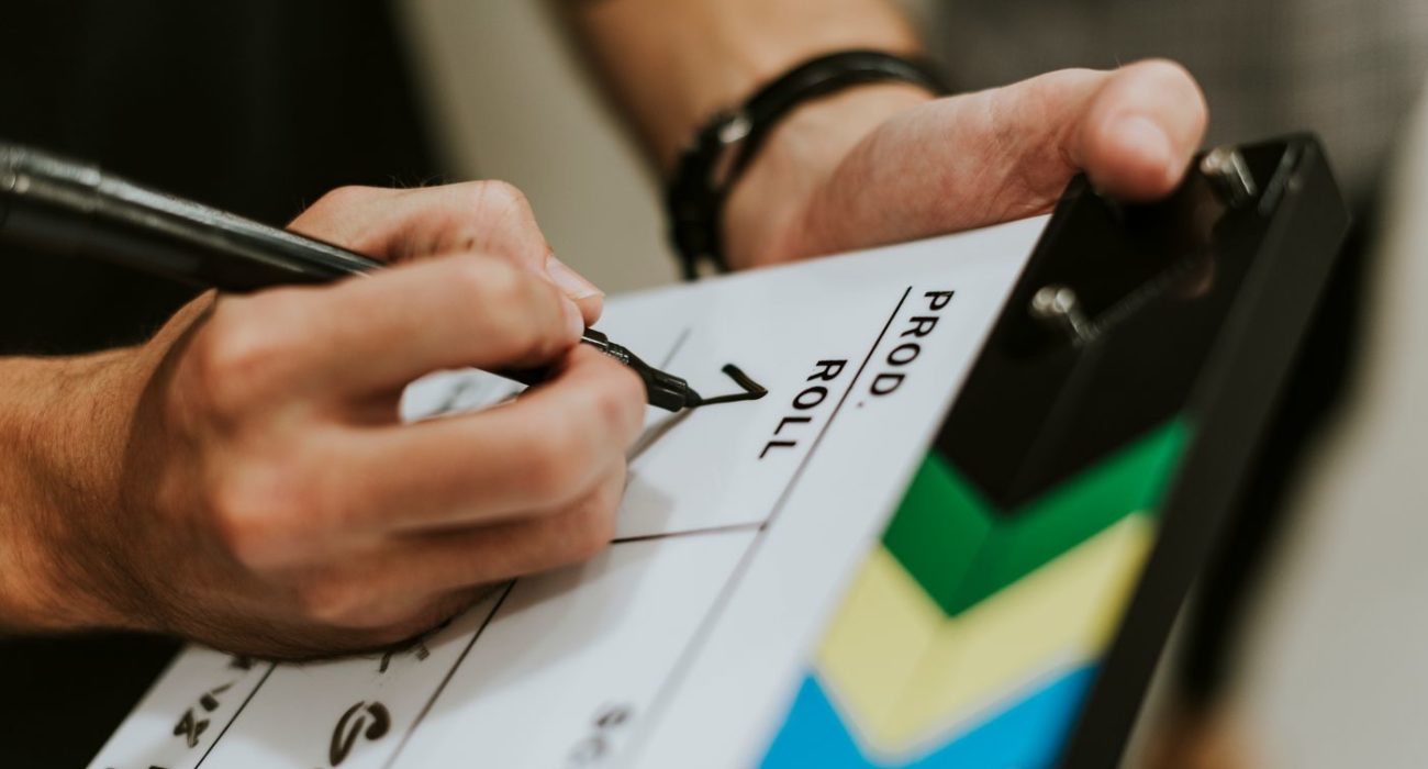 Behind the scenes with a clapper board